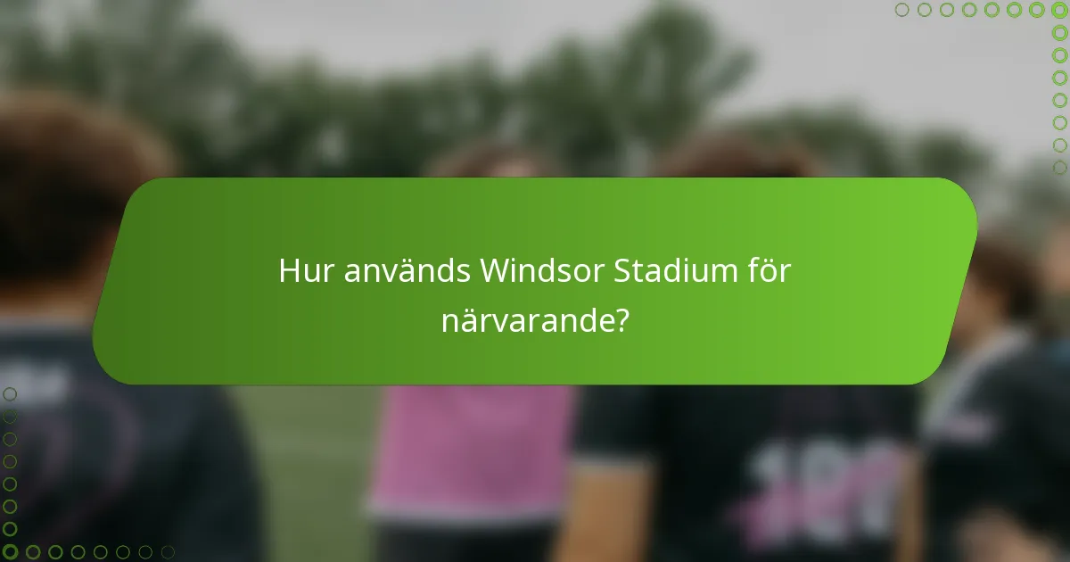 Hur används Windsor Stadium för närvarande?