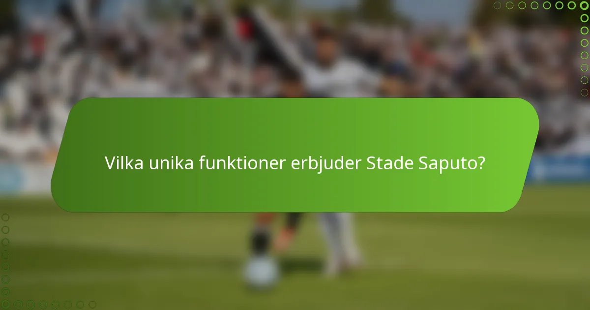 Vilka unika funktioner erbjuder Stade Saputo?